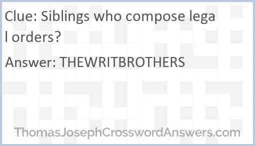 Siblings who compose legal orders? Answer