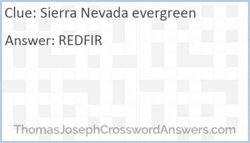Sierra Nevada evergreen Answer