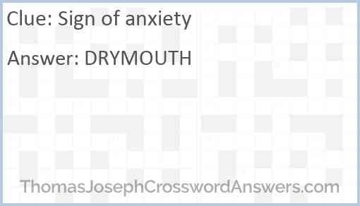 Sign of anxiety Answer