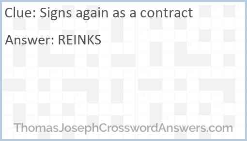 Signs again as a contract Answer