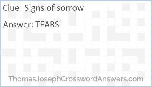 Signs of sorrow Answer