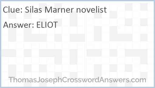 Silas Marner novelist Answer