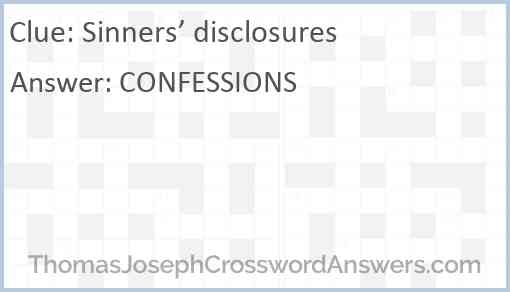Sinners’ disclosures Answer
