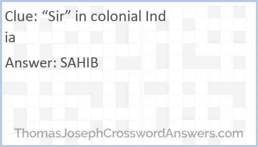 “Sir” in colonial India Answer