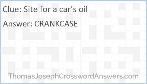 Site for a car’s oil Answer