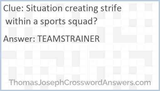 Situation creating strife within a sports squad? Answer
