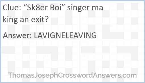 “Sk8er Boi” singer making an exit? Answer