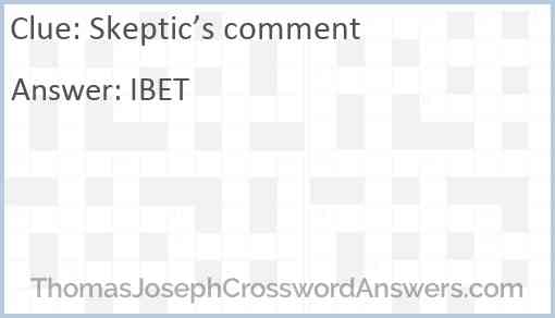Skeptic’s comment Answer