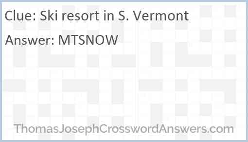Ski resort in S. Vermont Answer