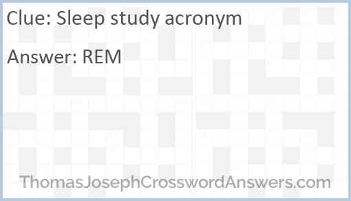 Sleep study acronym Answer