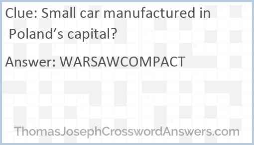 Small car manufactured in Poland’s capital? Answer