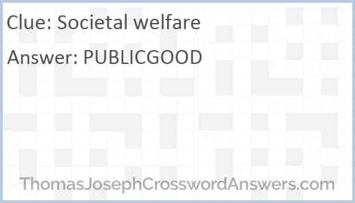 Societal welfare Answer