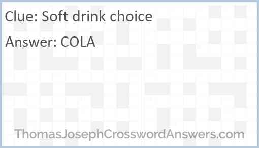 Soft drink choice Answer