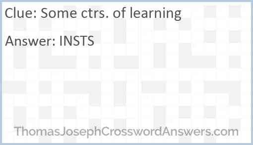 Some ctrs. of learning Answer