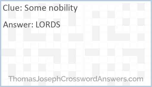 Some nobility Answer