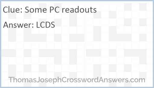 Some PC readouts Answer