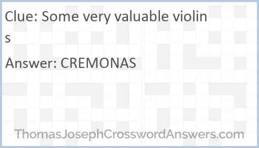 Some very valuable violins Answer