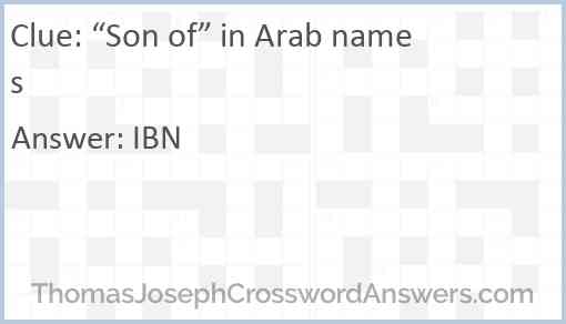 “Son of” in Arab names Answer