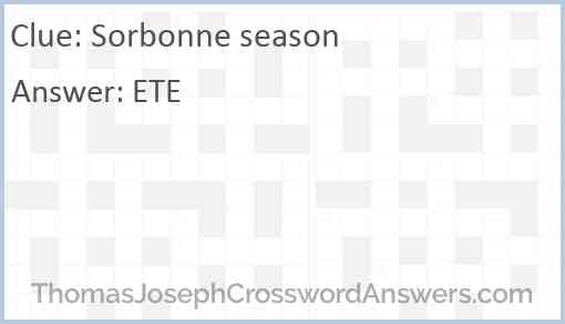 Sorbonne season Answer