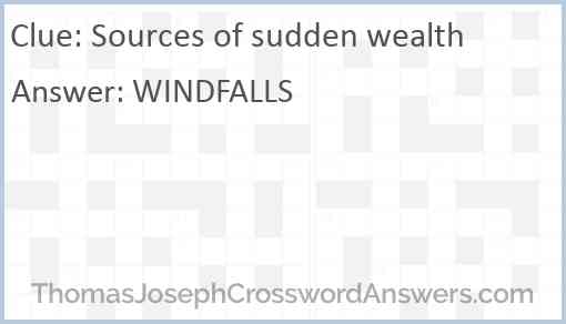 Sources of sudden wealth Answer