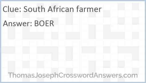 South African farmer Answer