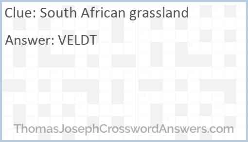 South African grassland Answer