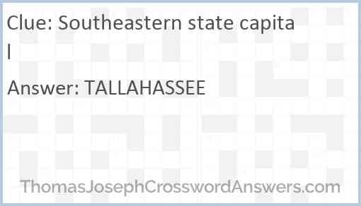 Southeastern state capital Answer