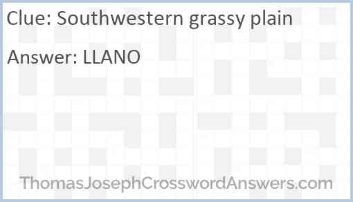 Southwestern grassy plain Answer