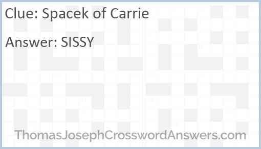 Spacek of “Carrie” Answer