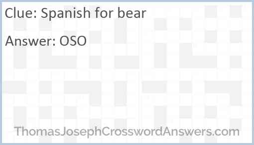 Spanish for “bear” Answer