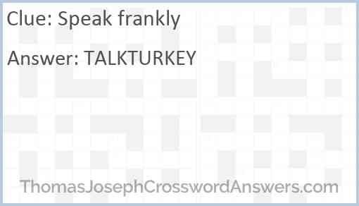 Speak frankly Answer