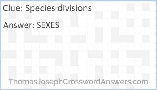Species divisions Answer
