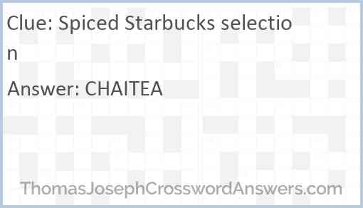 Spiced Starbucks selection Answer