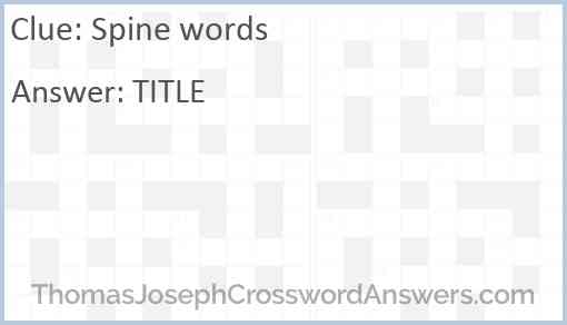 Spine words Answer