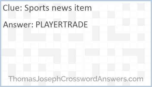 Sports news item Answer