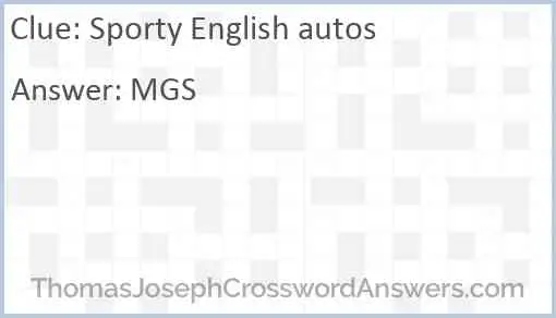 Sporty English autos Answer