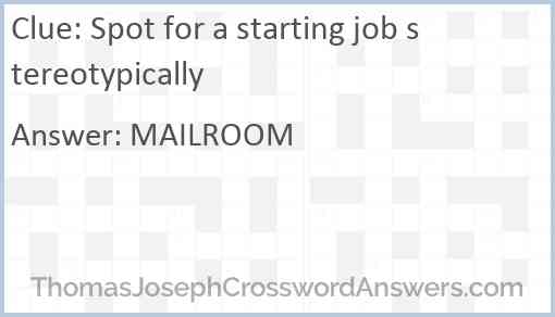 Spot for a starting job stereotypically Answer