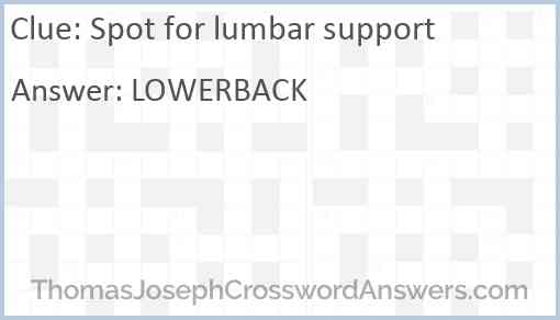 Spot for lumbar support Answer