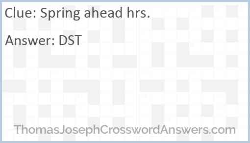 “Spring ahead” hrs. Answer