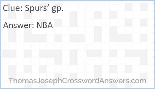 Spurs’ gp. Answer