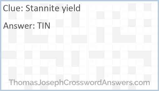 Stannite yield Answer