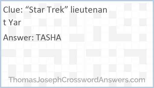 “Star Trek” lieutenant Yar Answer