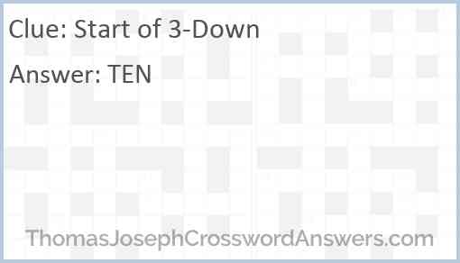 Start of 3-Down Answer