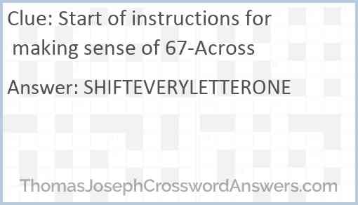Start of instructions for making sense of 67-Across Answer