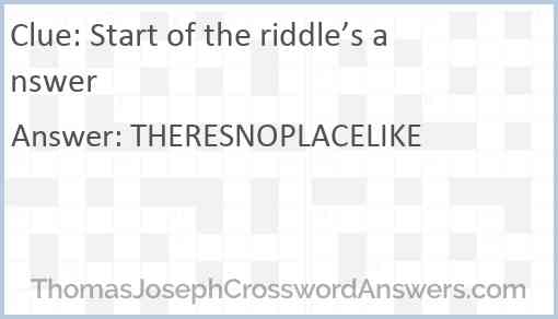 Start of the riddle’s answer Answer