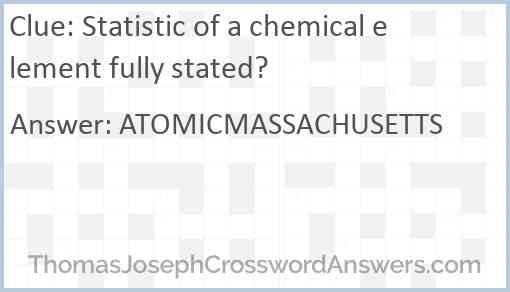 Statistic of a chemical element fully stated? Answer