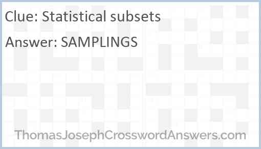 Statistical subsets Answer