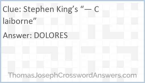 Stephen King’s “— Claiborne” Answer