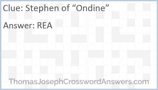 Stephen of “Ondine” Answer