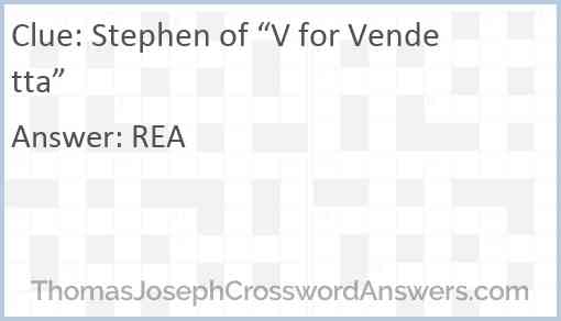 Stephen of “V for Vendetta” Answer